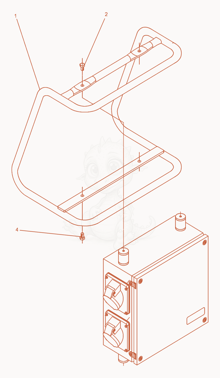Exploded parts diagram of the Frequency Converter cpl. of a Wacker Neuson FUE4/250/200W, with numbered balloons