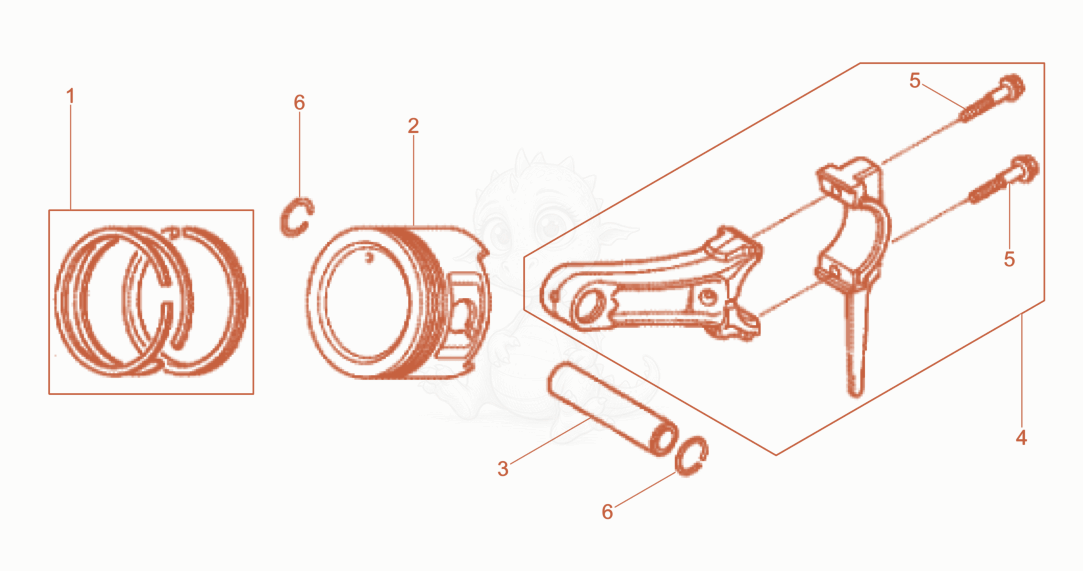 Exploded parts diagram of the Piston of a Wacker Neuson WP1550AWCN, with numbered balloons