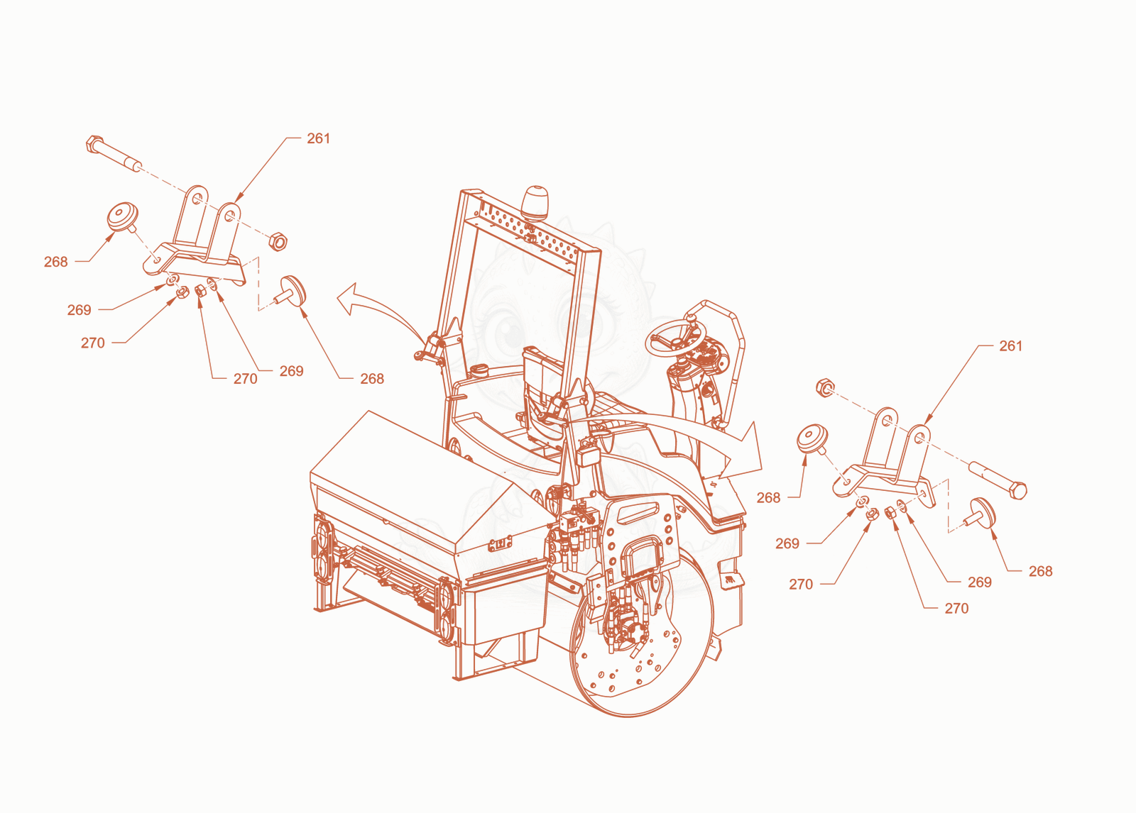 Exploded parts diagram of the cylinder spreader of a Wacker Neuson RD40-130CDPF, with numbered balloons