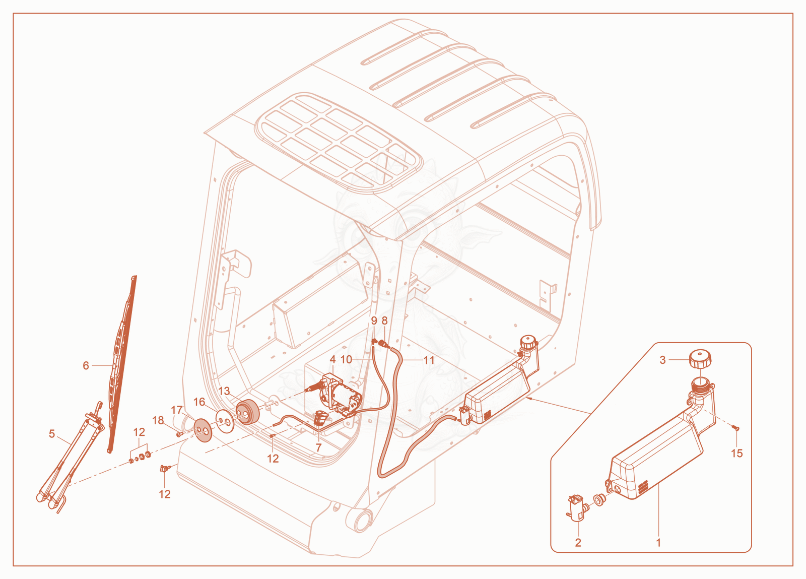 Exploded parts diagram of the Wiper System of a Wacker Neuson ST27, with numbered balloons