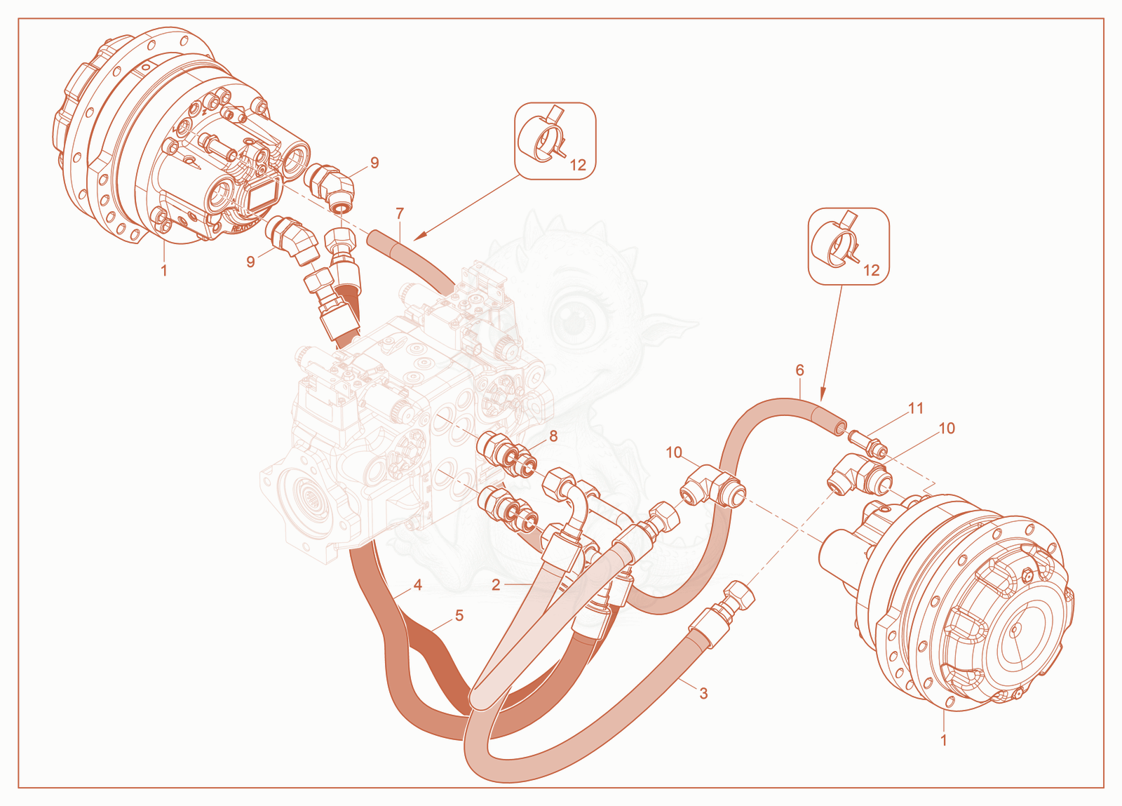 Exploded parts diagram of the Drive Motor of a Wacker Neuson ST31(S08), with numbered balloons