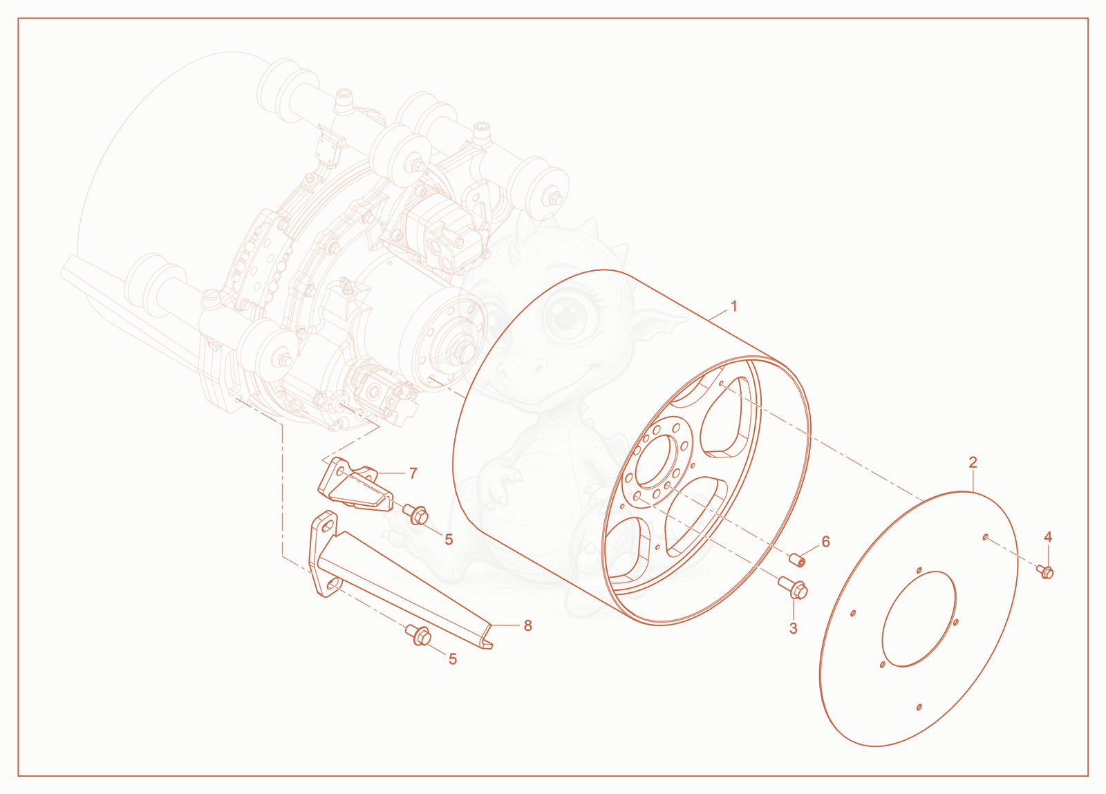 Exploded parts diagram of the Smooth Drum of a Wacker Neuson RT-SC4, with numbered balloons