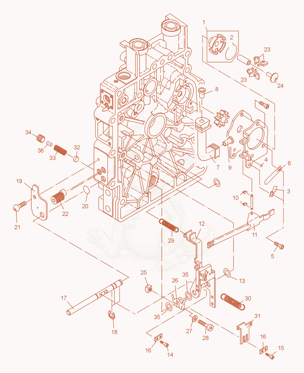 Exploded parts diagram of the Oil Pump-Governor of a Wacker Neuson DPU2450H, with numbered balloons