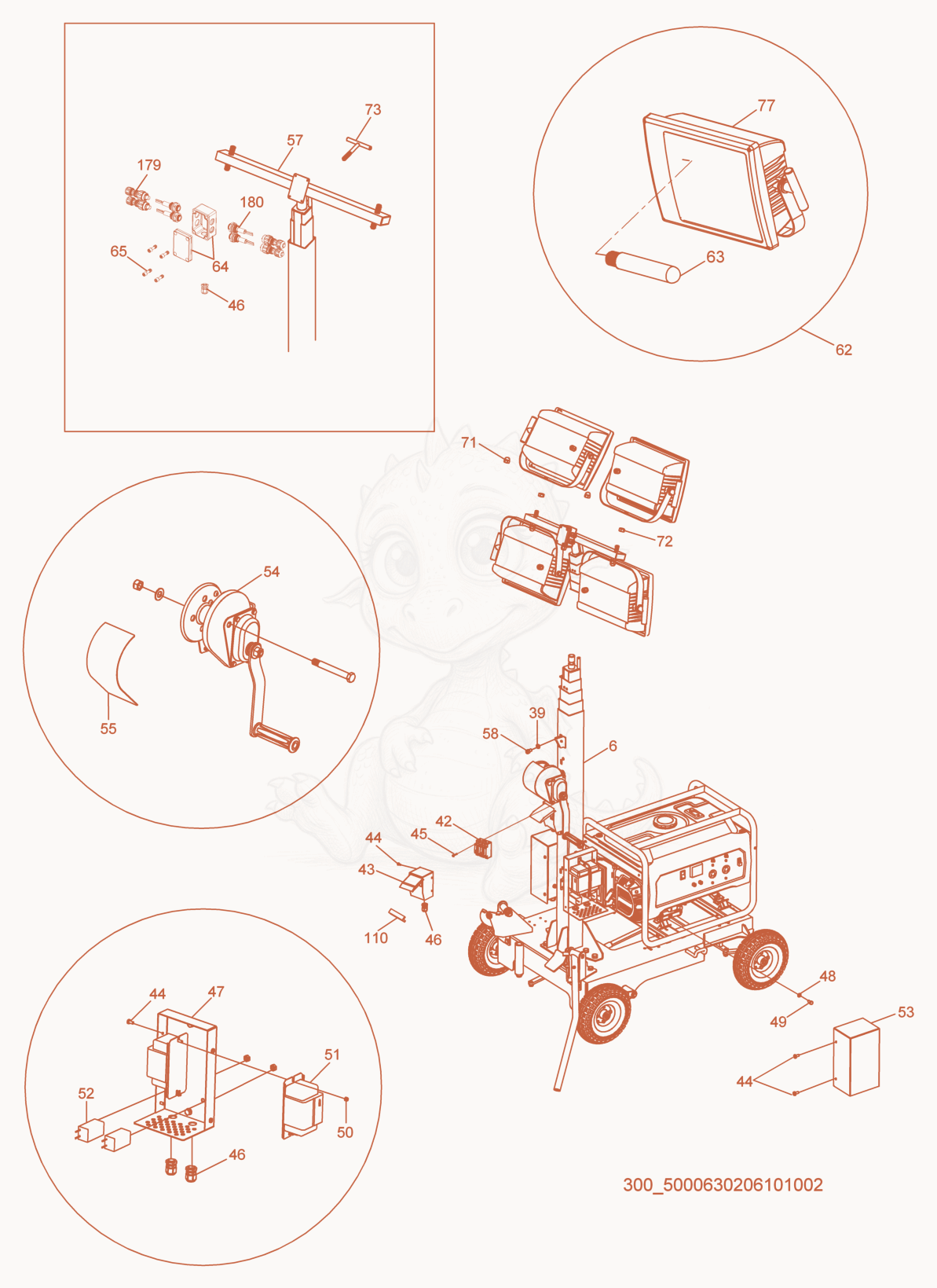 Exploded parts diagram of the Mast cpl. of a Wacker Neuson ML425, with numbered balloons