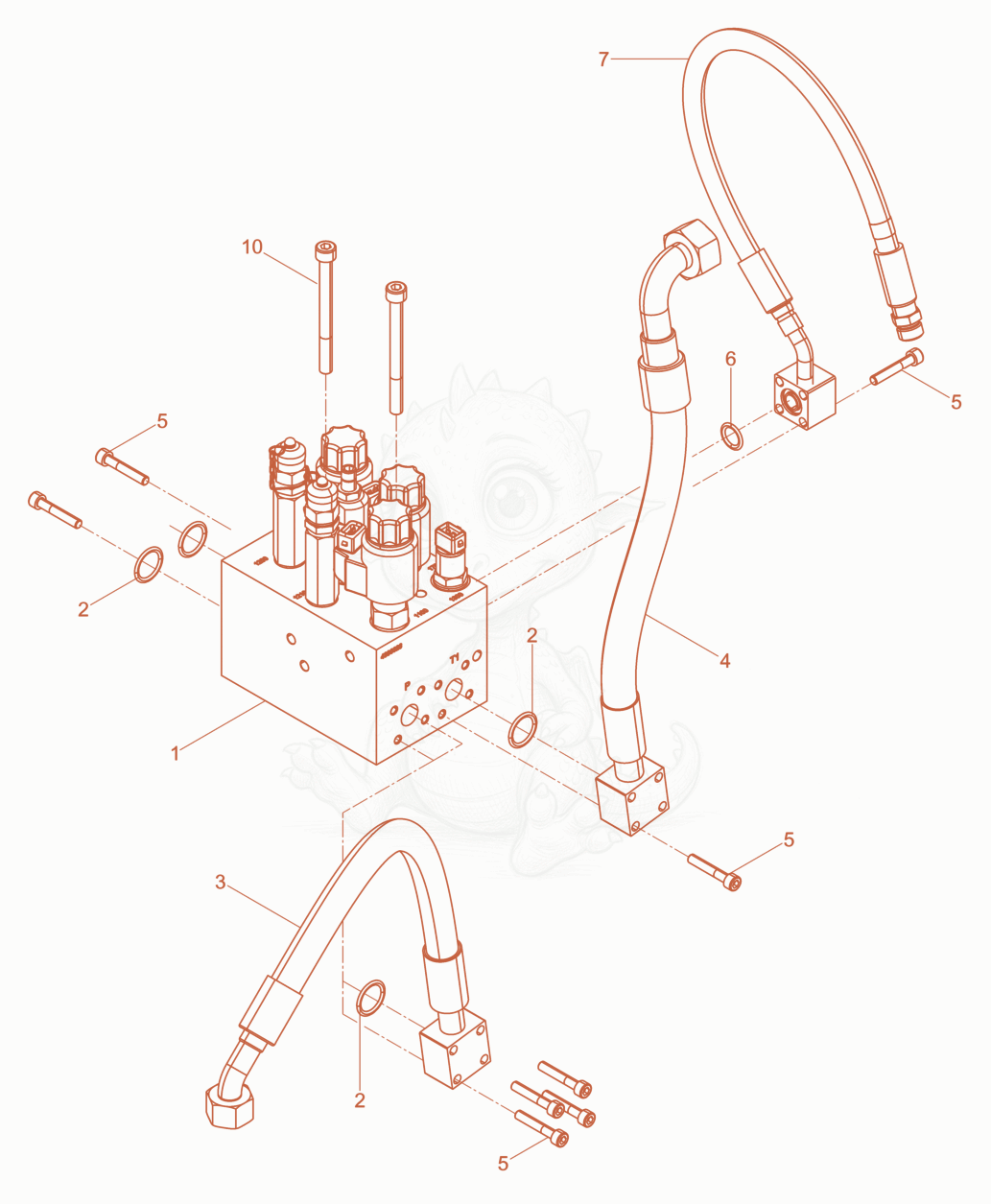 Despiece del Block-Hydraulic cpl. de una máquina Wacker Neuson DPU110LEKC970, con globos numerados