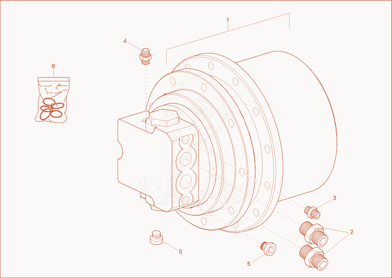Exploded parts diagram of the drive unit of a Wacker Neuson TD18, with numbered balloons
