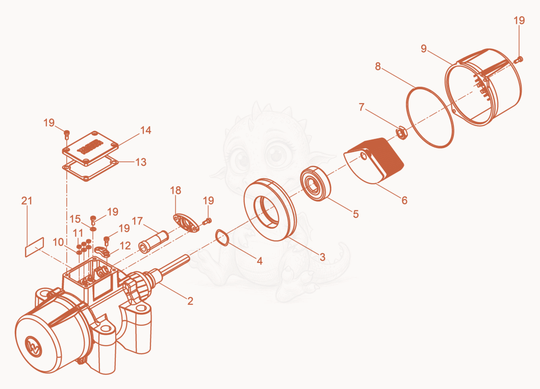 Exploded parts diagram of the External Vibrator cpl. of a Wacker Neuson AR43/3/400, with numbered balloons