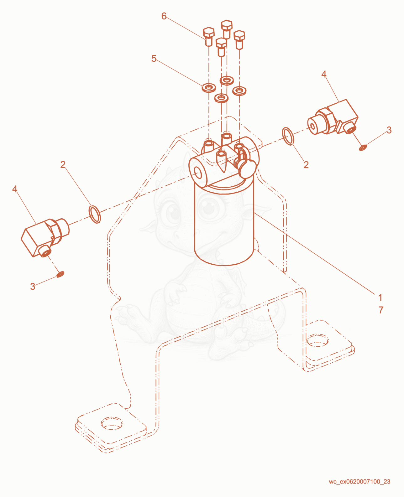 Exploded parts diagram of the Hydraulic Filter of a Wacker Neuson RD27-120, with numbered balloons
