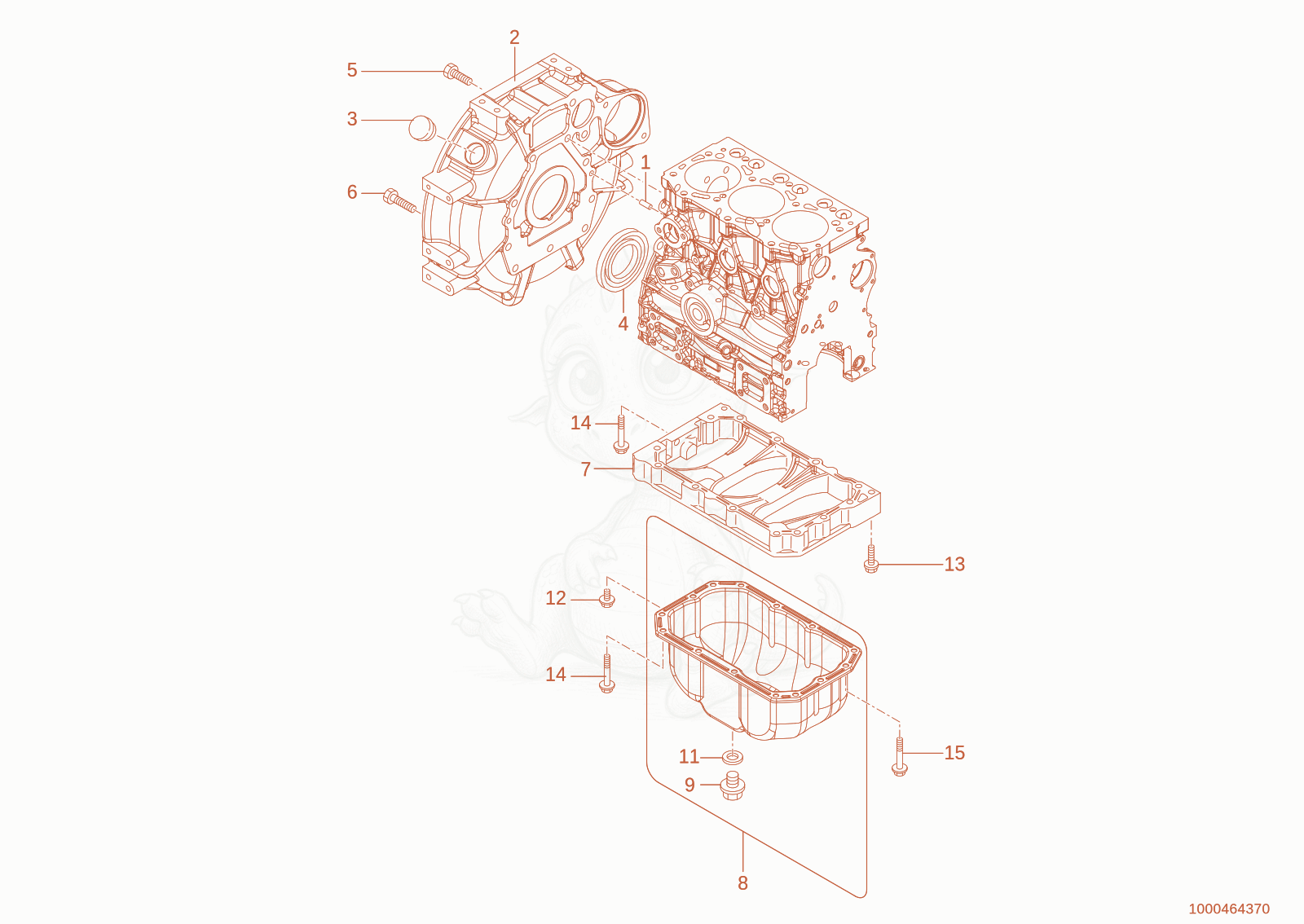 Exploded parts diagram of the oil sump of a Wacker Neuson WL28(A01-01), with numbered balloons