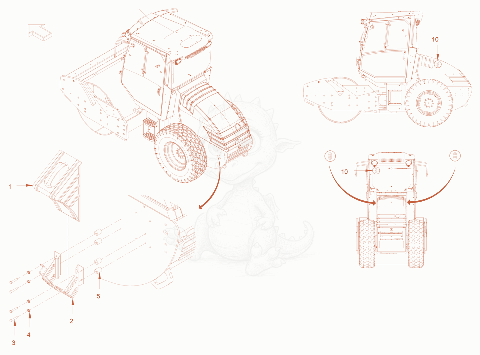Exploded parts diagram of the tüv of a Wacker Neuson RC50P, with numbered balloons