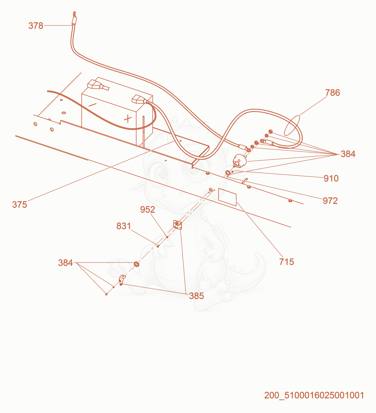 Exploded parts diagram of the Option-Pos. Battery Disconnect of a Wacker Neuson G50, with numbered balloons