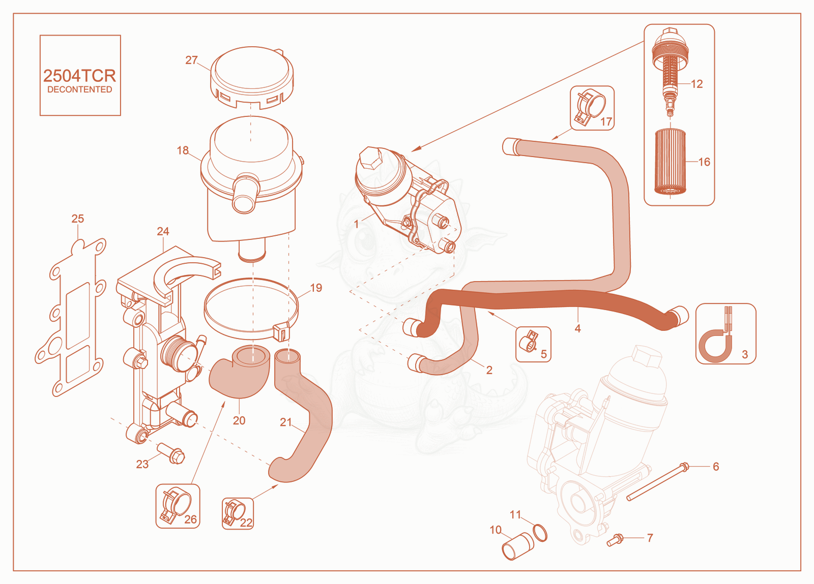 Exploded parts diagram of the Oil Filter of a Wacker Neuson ST28(S05-5), with numbered balloons