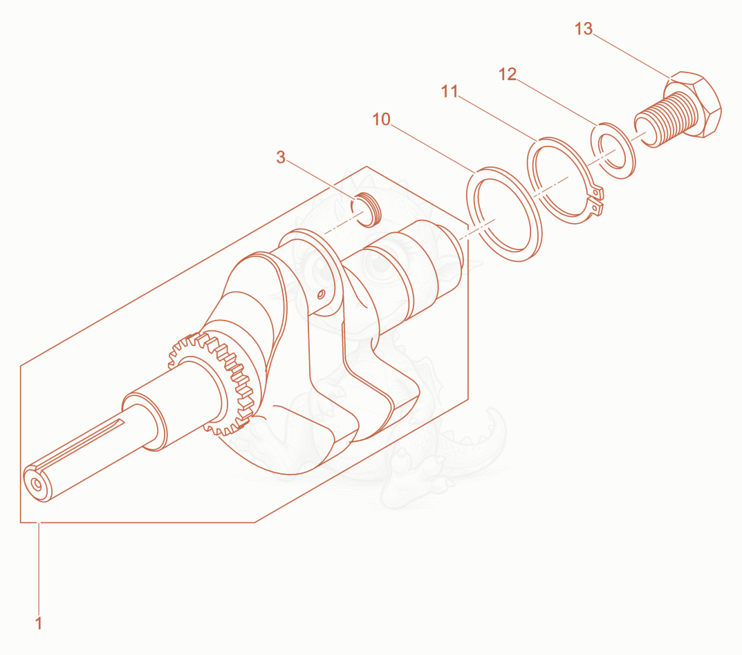 Exploded parts diagram of the Crankshaft of a Wacker Neuson DPU3750HETS, with numbered balloons