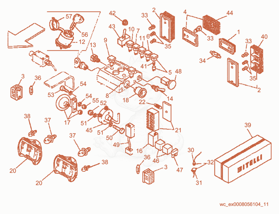 Exploded parts diagram of the Road Electric System of a Wacker Neuson RD10, with numbered balloons