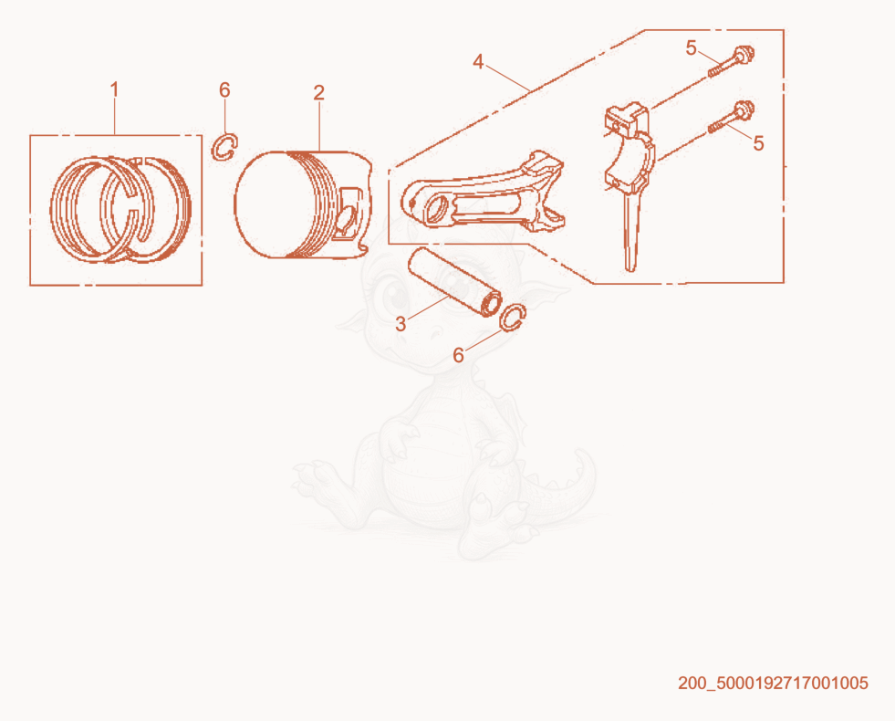 Exploded parts diagram of the Piston of a Wacker Neuson CT48-11A, with numbered balloons