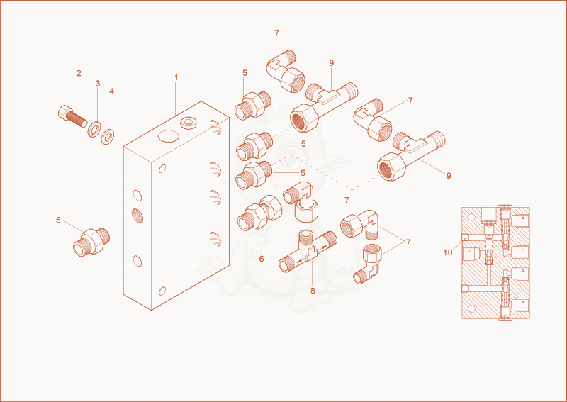 Exploded parts diagram of the VALVE BLOCK of a Wacker Neuson 3602RDFORCE, with numbered balloons