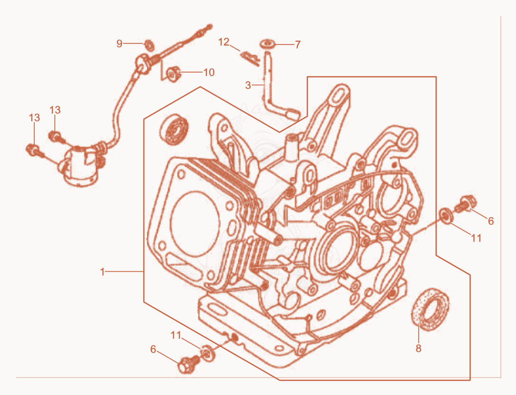 Exploded parts diagram of the Cylinder housing of a Wacker Neuson BT48A, with numbered balloons