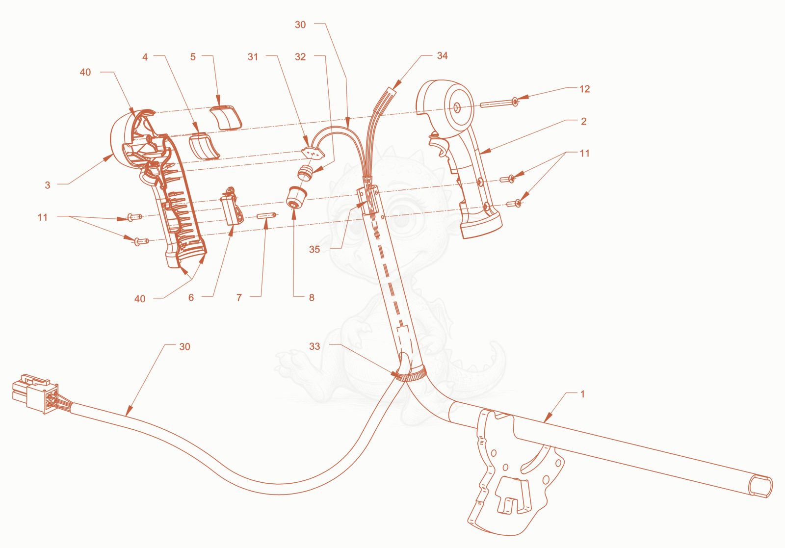 Exploded parts diagram of the electrical system of a Wacker Neuson RD18-100.3, with numbered balloons