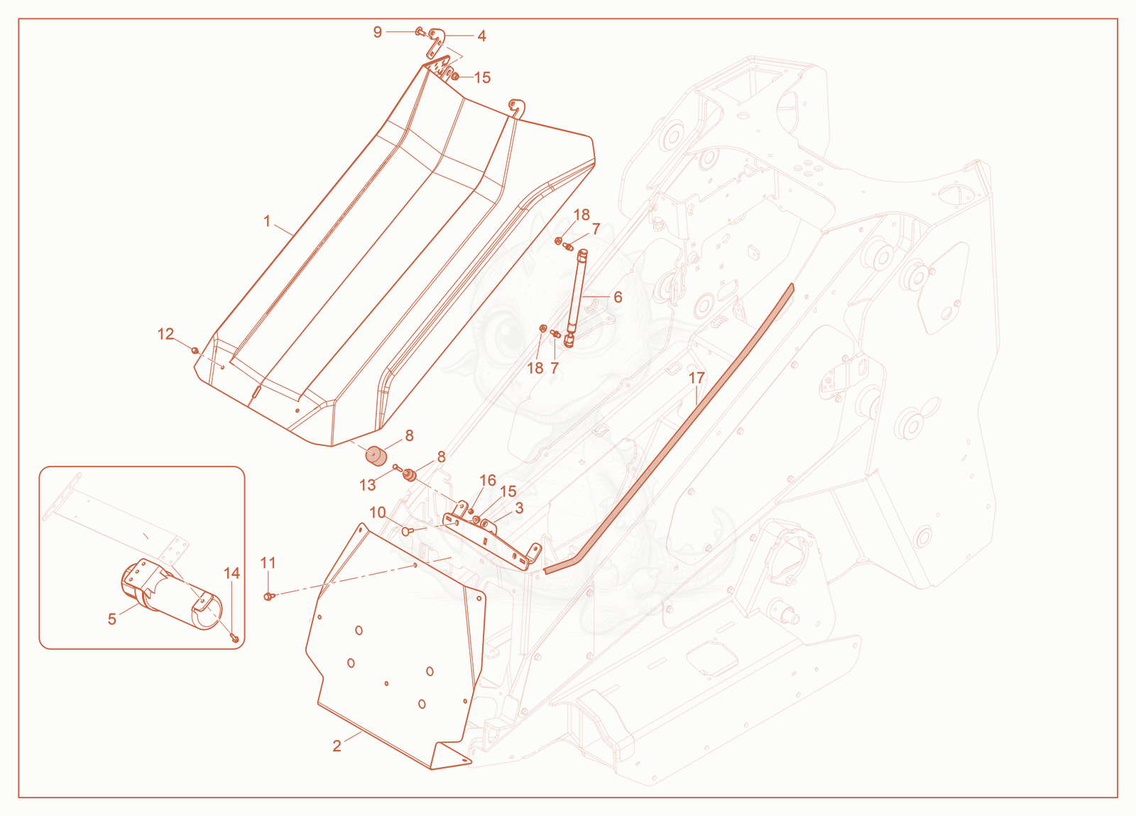 Exploded parts diagram of the Engine Hood of a Wacker Neuson SM100, with numbered balloons