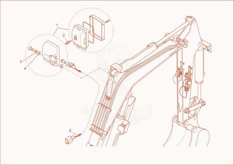Exploded parts diagram of the working light of a Wacker Neuson 5001RDV, with numbered balloons