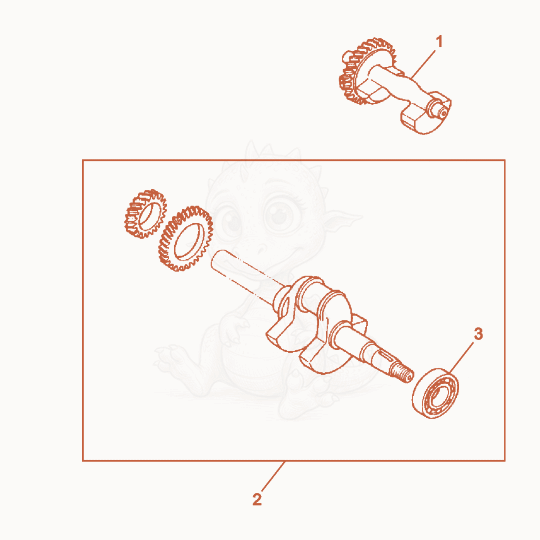 Exploded parts diagram of the Crankshaft of a Wacker Neuson G3.3AI, with numbered balloons