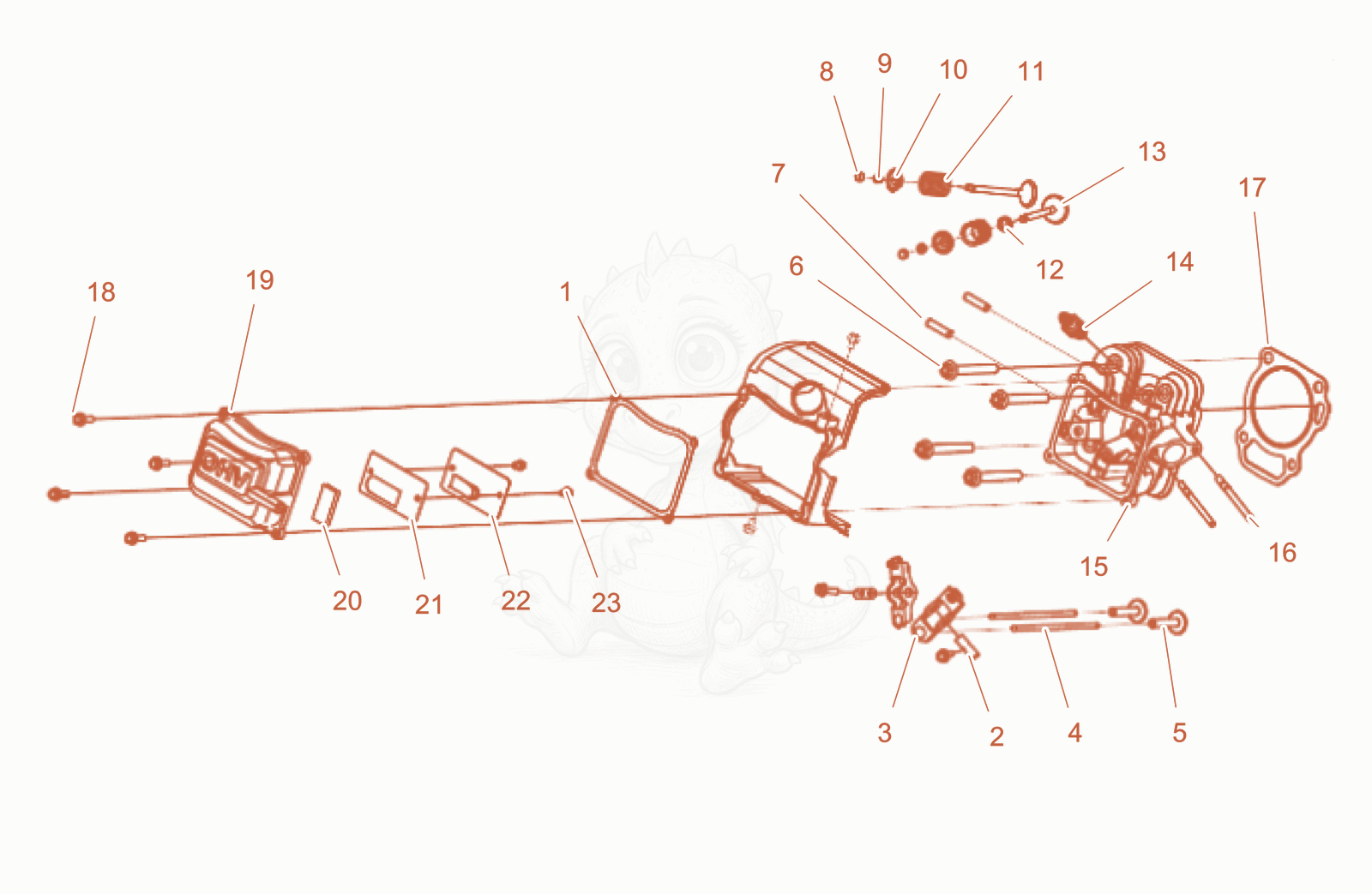 Exploded parts diagram of the Cylinder head cpl. of a Wacker Neuson GS6000GCE, with numbered balloons