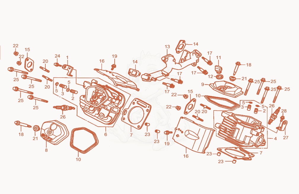 Exploded parts diagram of the Cylinder Head of a Wacker Neuson GS12AI, with numbered balloons