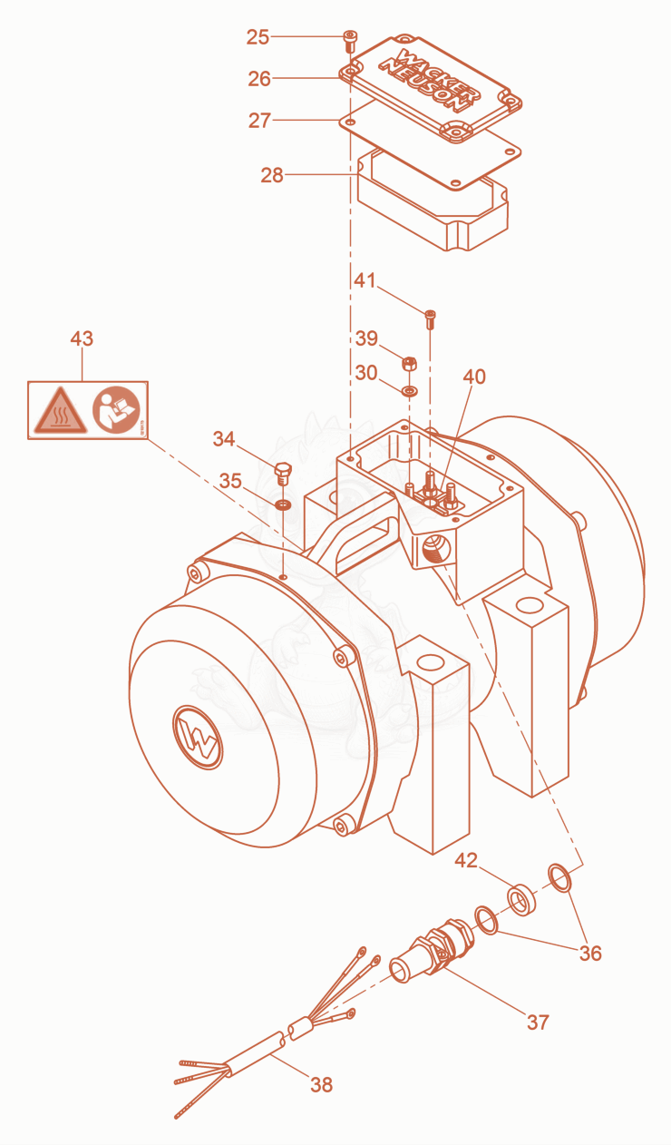 Despiece del External Vibrator cpl. de una máquina Wacker Neuson AR75/4,5/042, con globos numerados