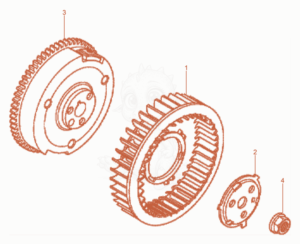 Exploded parts diagram of the Fly wheel of a Wacker Neuson GS12AI, with numbered balloons