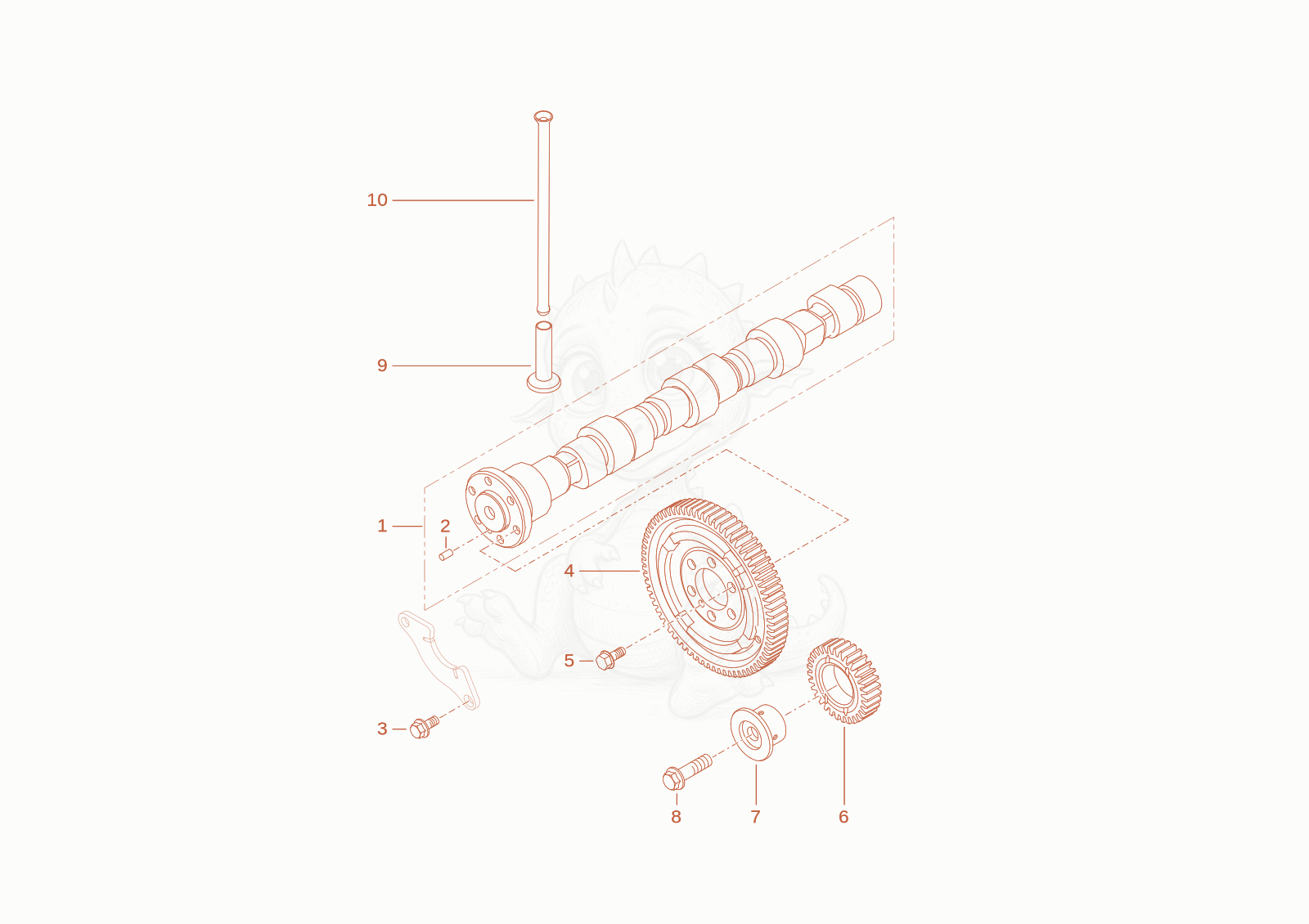 Exploded parts diagram of the CAMSHAFT of a Wacker Neuson WL60T4F, with numbered balloons