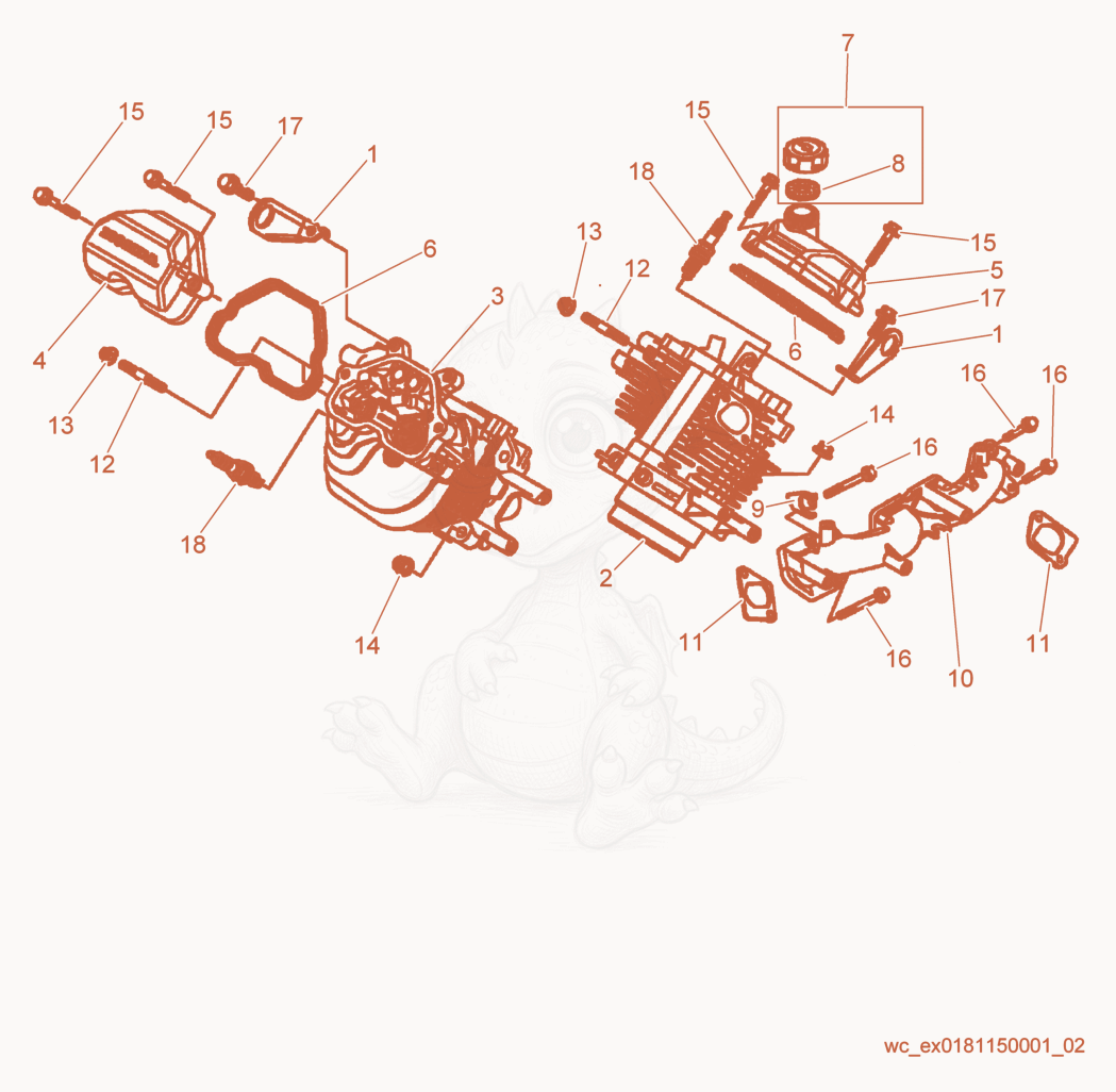 Exploded parts diagram of the Cylinder Head of a Wacker Neuson CRT36-26A, with numbered balloons