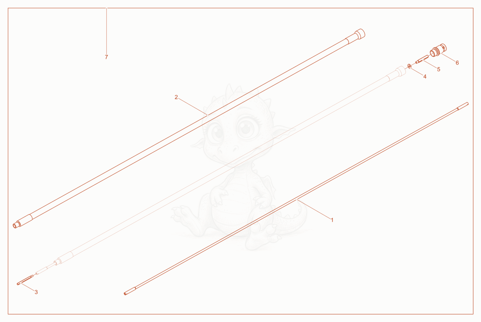 Exploded parts diagram of the Flex Shafts SM 4E of a Wacker Neuson M2500/230EUW, with numbered balloons