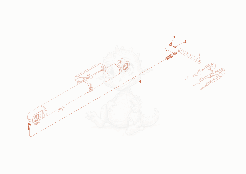 Exploded parts diagram of the lubrication dipper arm cylinder of a Wacker Neuson EW65, with numbered balloons