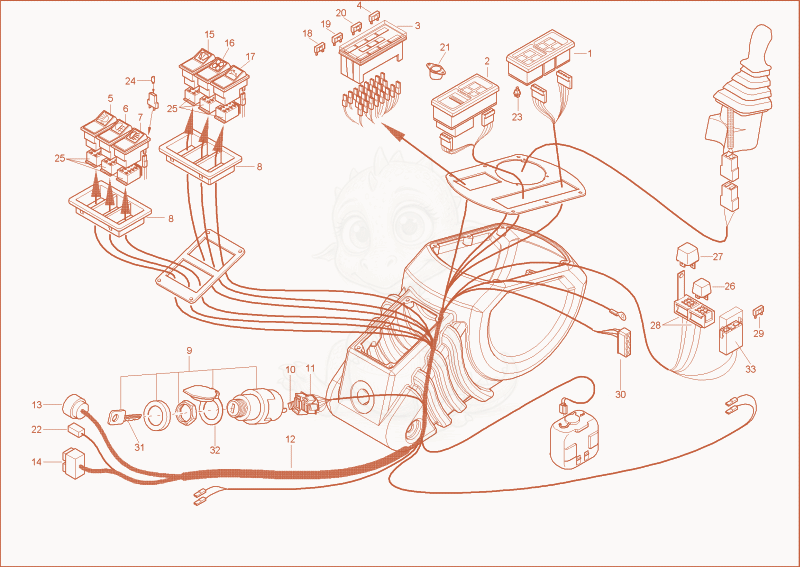 Exploded parts diagram of the WIRE HARNESS 3 of a Wacker Neuson 8002RD, with numbered balloons