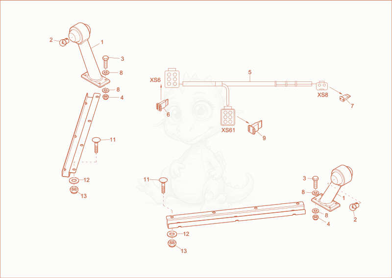 Exploded parts diagram of the clearance lamp (Option) of a Wacker Neuson DW60, with numbered balloons