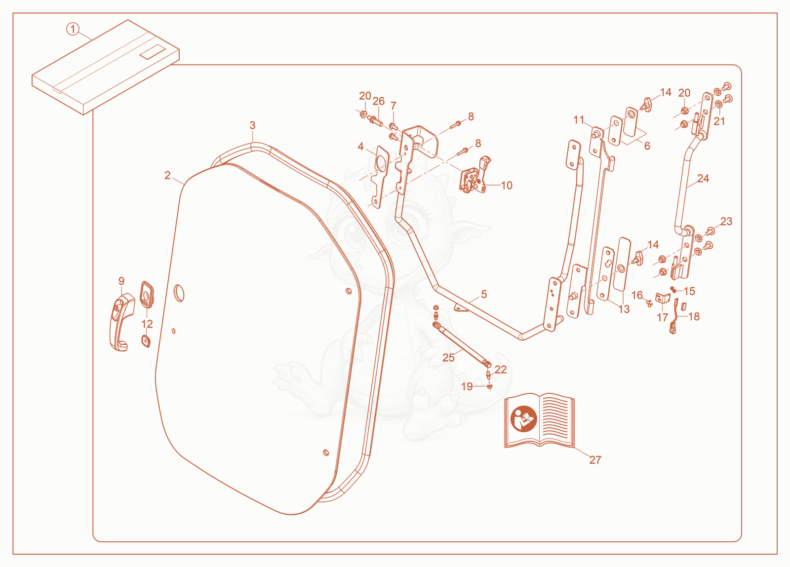 Exploded parts diagram of the Kit—Polycarbonate Door of a Wacker Neuson ST50, with numbered balloons