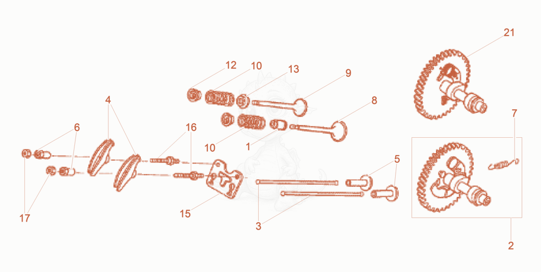 Exploded parts diagram of the Camshaft of a Wacker Neuson XPUKMAT, with numbered balloons