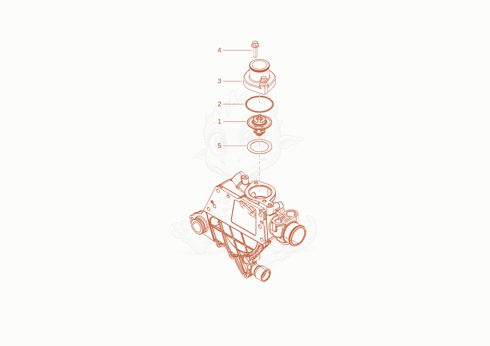Exploded parts diagram of the Thermostat of a Wacker Neuson WL34, with numbered balloons