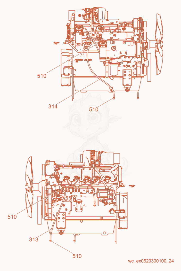 Exploded parts diagram of the Fuel Hose of a Wacker Neuson G240, with numbered balloons