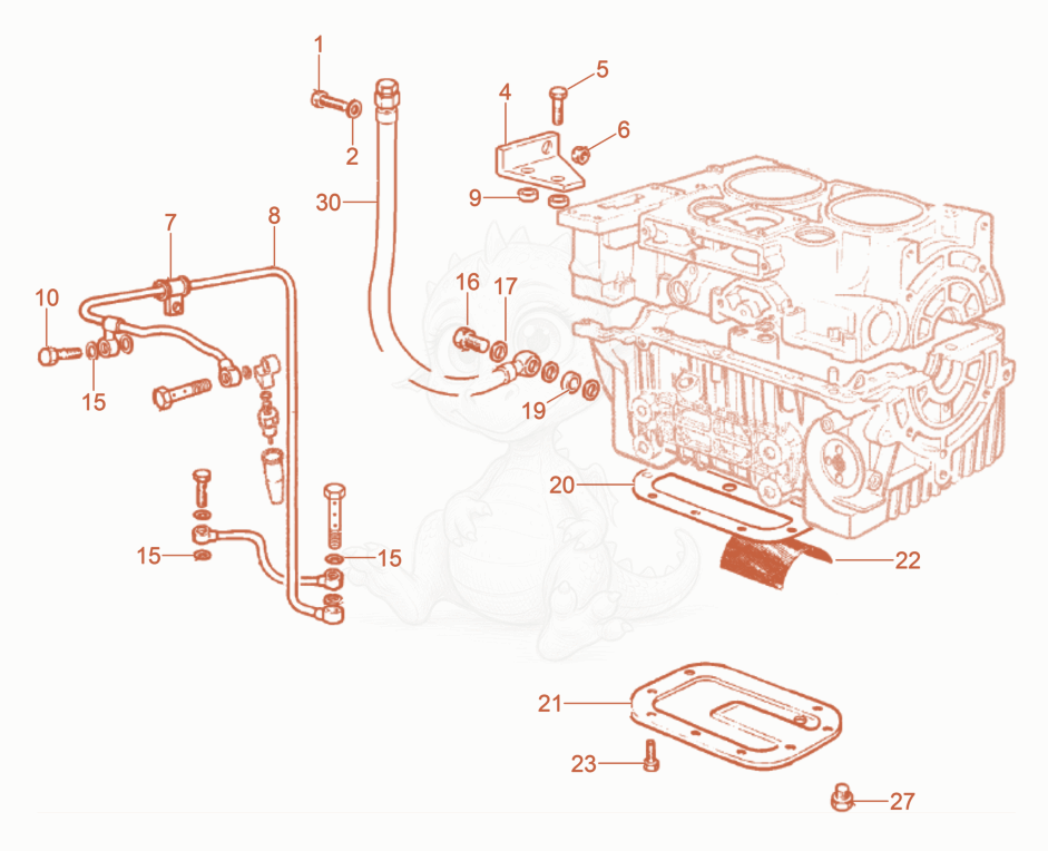Exploded parts diagram of the Oil pan of a Wacker Neuson DPU100-70LES, with numbered balloons