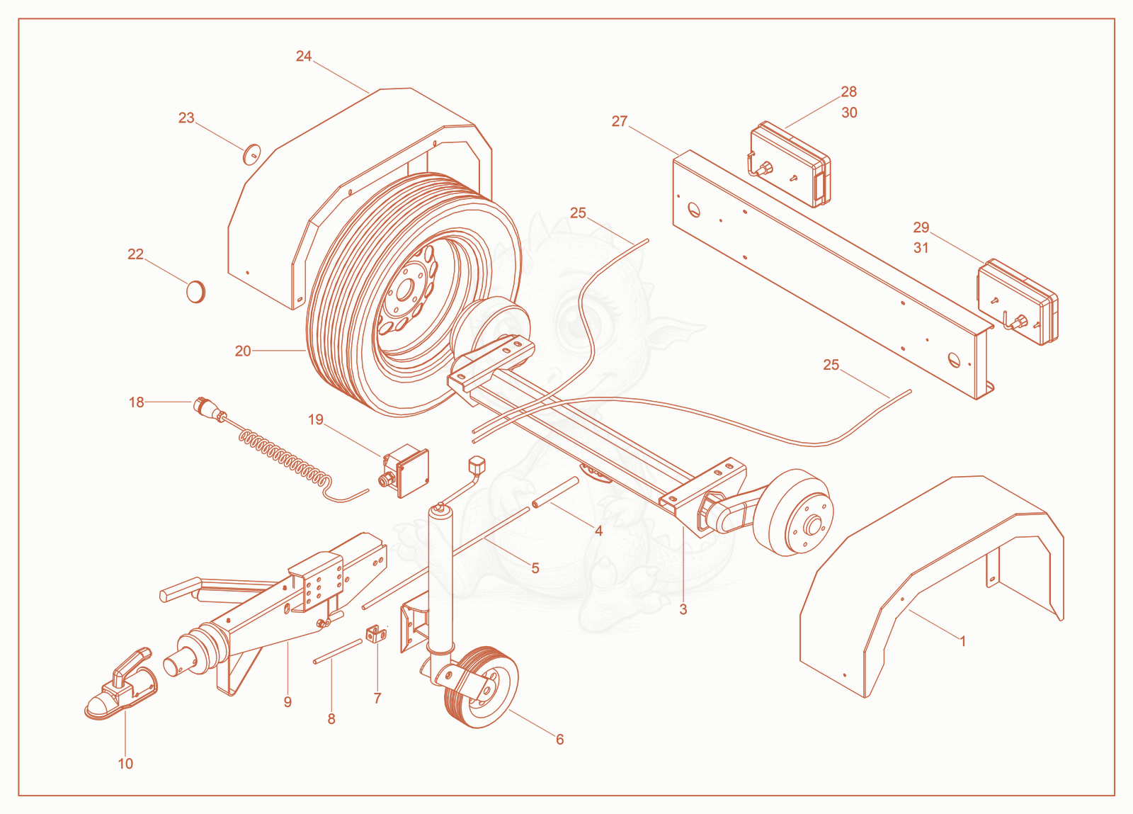 Exploded parts diagram of the Front Jack/Wheel Kit of a Wacker Neuson LTE4K, with numbered balloons