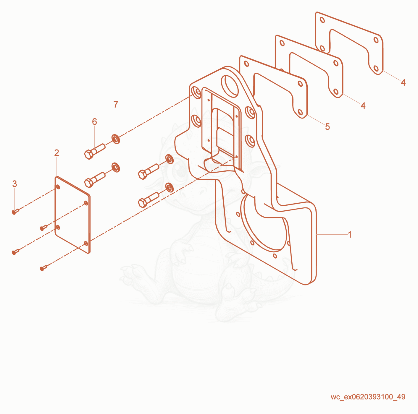 Exploded parts diagram of the Drum Support for Drive Motor of a Wacker Neuson RD27-100, with numbered balloons