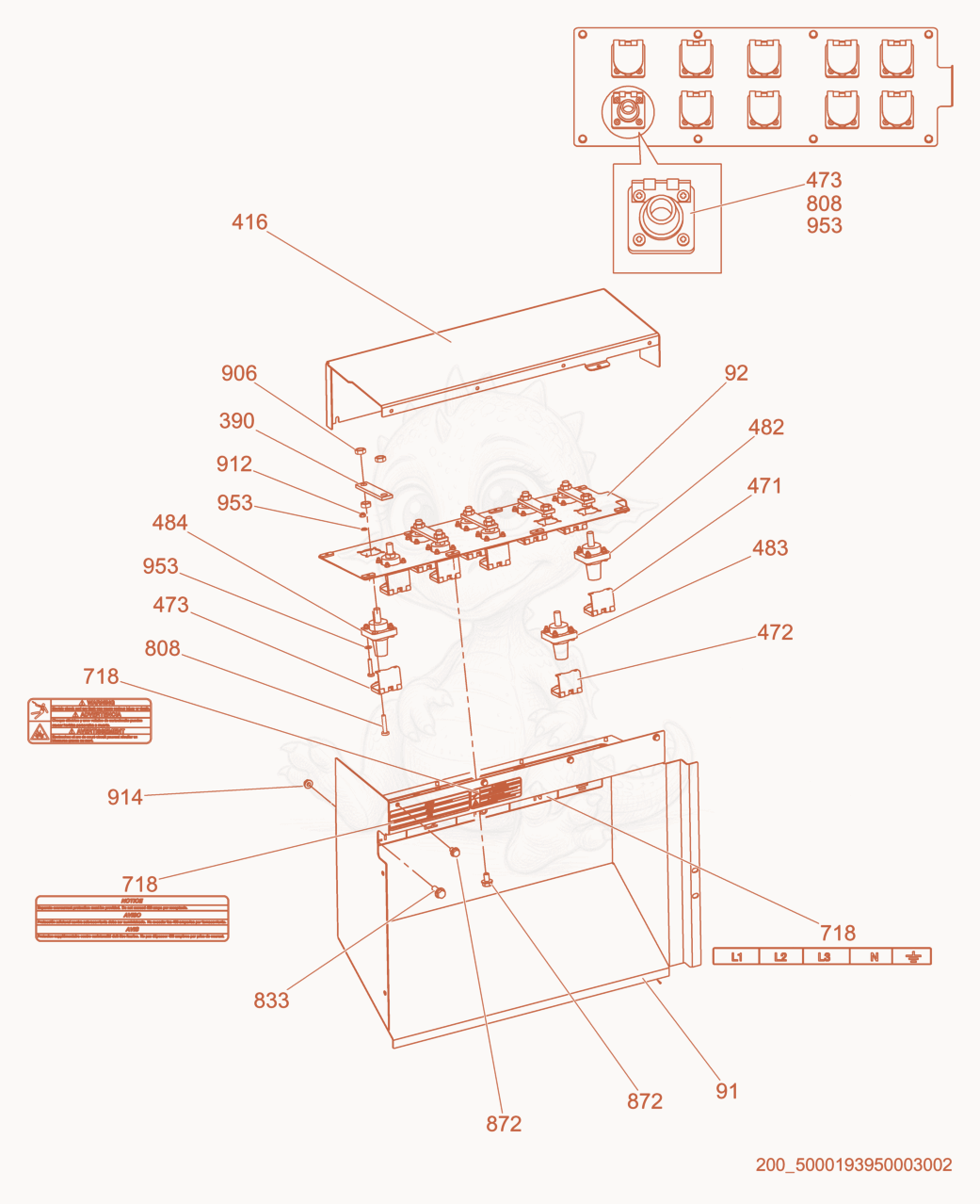 Exploded parts diagram of the Option-Cam Lock Box cpl. of a Wacker Neuson G120, with numbered balloons