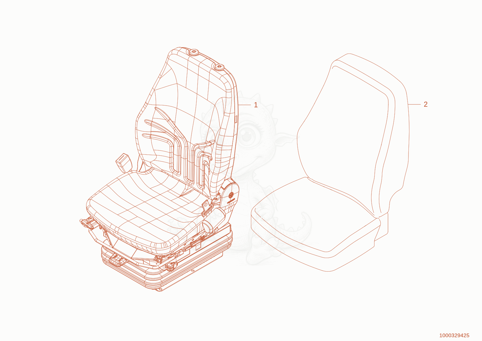 Despiece del seat MSG 95/722 de una máquina Wacker Neuson TH522STAGEV, con globos numerados