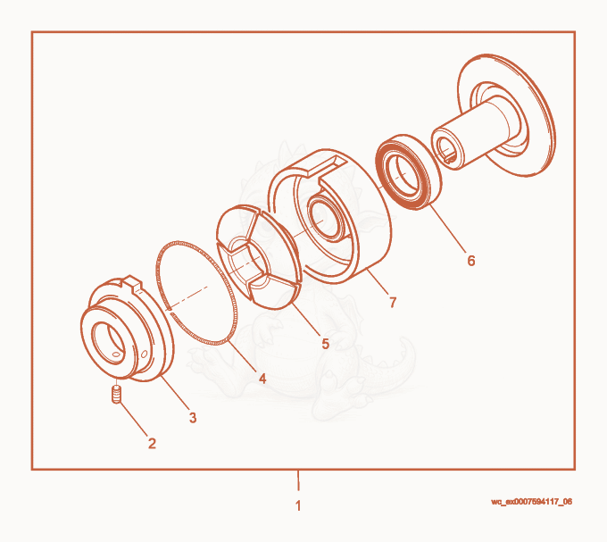 Exploded parts diagram of the Clutch cpl. of a Wacker Neuson CT36AGP-E, with numbered balloons