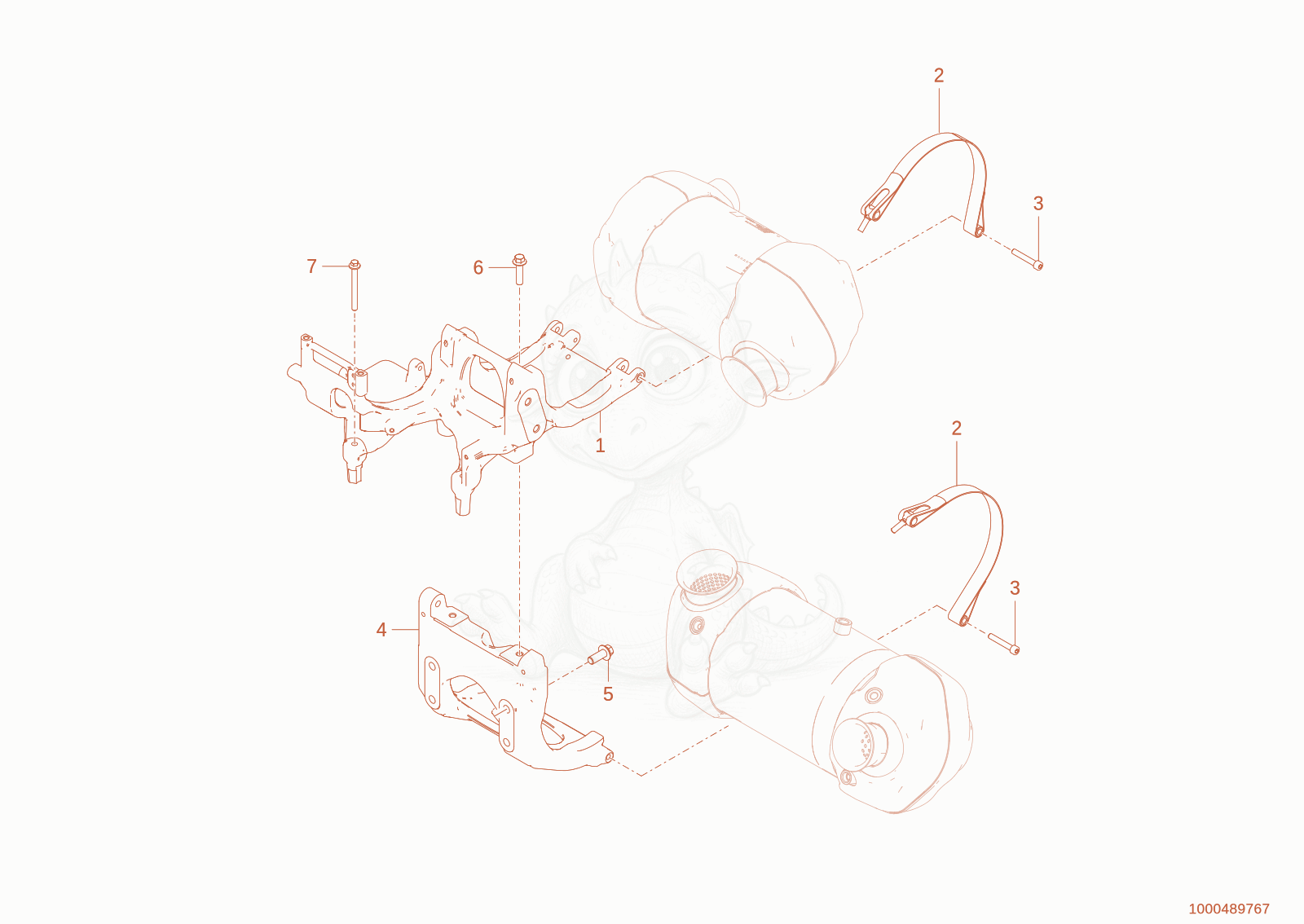 Exploded parts diagram of the fastening parts of a Wacker Neuson EW100-2, with numbered balloons