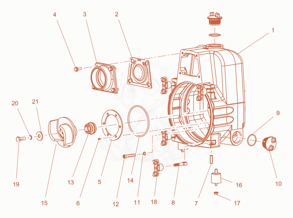 Exploded parts diagram of the Housing of a Wacker Neuson PT3A, with numbered balloons