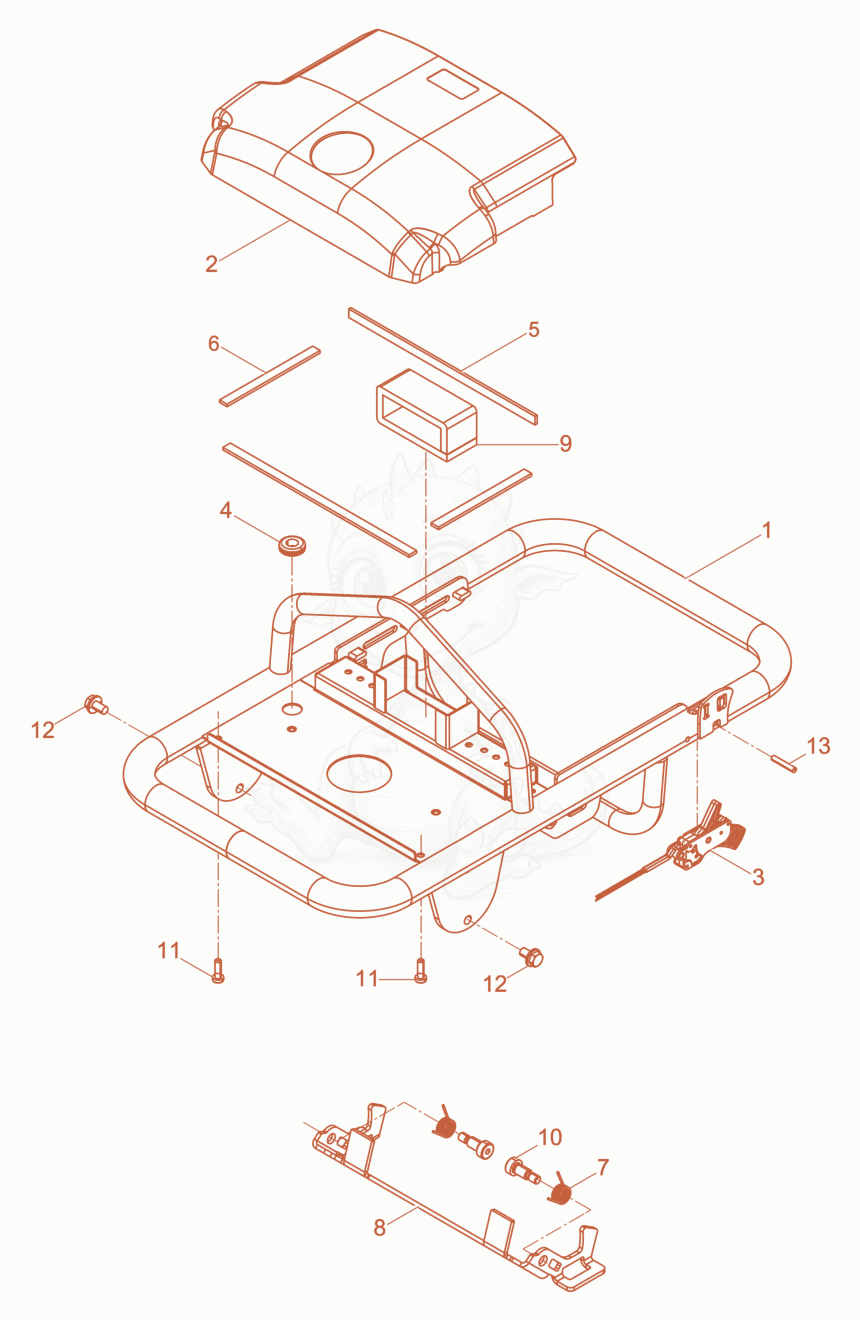 Exploded parts diagram of the Free-floating frame cpl. of a Wacker Neuson AS30E, with numbered balloons