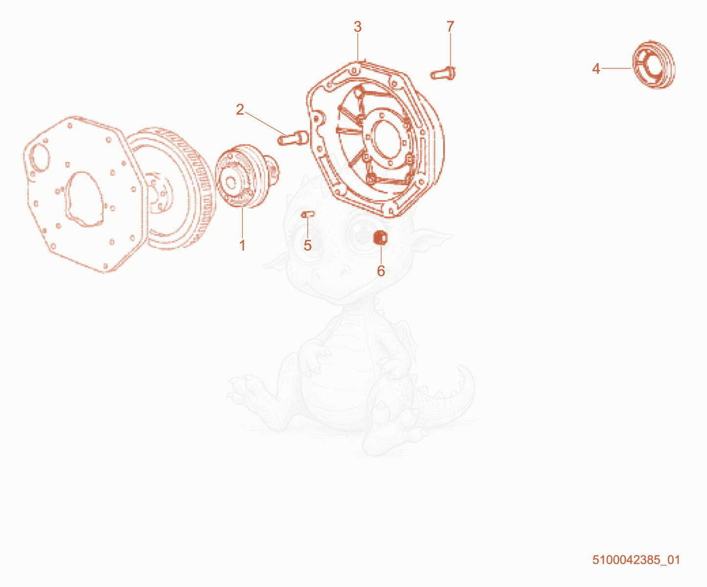 Exploded parts diagram of the Hydraulic Pump Adapter of a Wacker Neuson RTL82-SC3, with numbered balloons