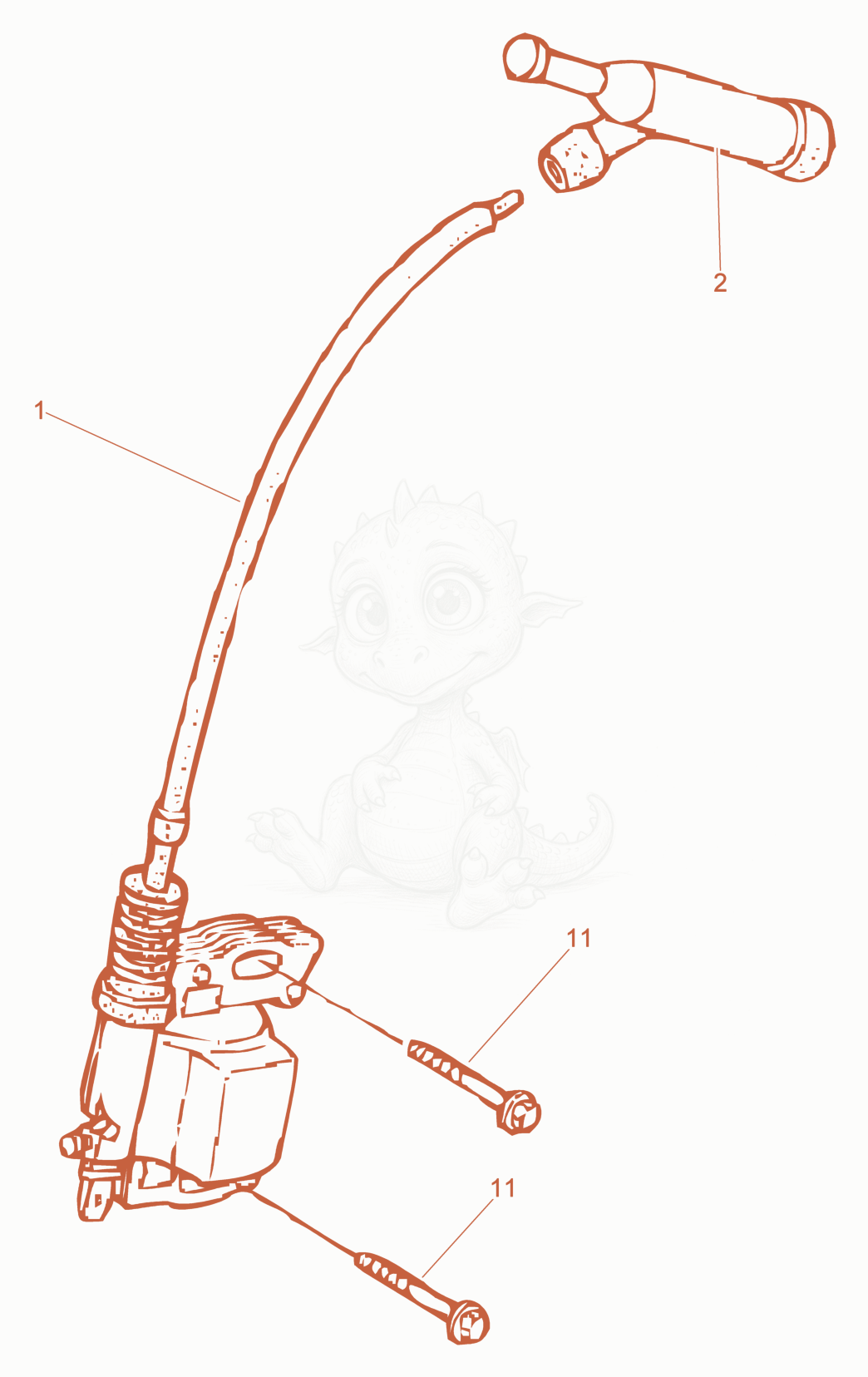Exploded parts diagram of the Ignition Coil of a Wacker Neuson PDI2A, with numbered balloons